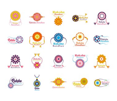 Raksha bandhan bileklikleri vektör tasarımını ayarla