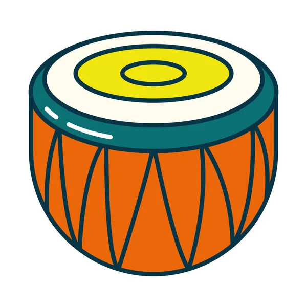 Indiska trumma linje och fyll stil ikon vektor design — Stock vektor