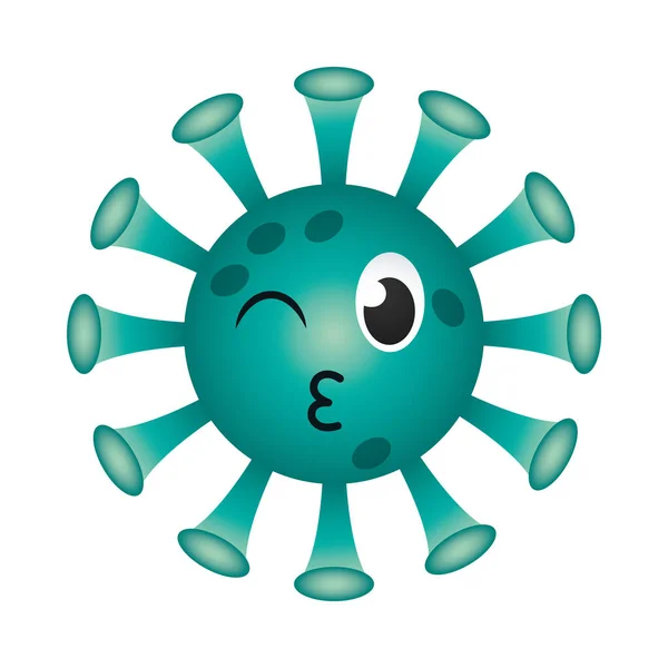 Beijo, covid 19 vírus estilo gradiente emoji ícone vetor design — Vetor de Stock