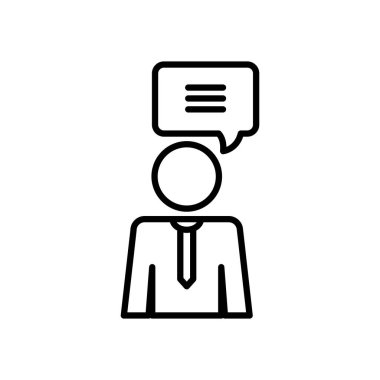 Konuşma baloncuğu simgesi olan pictogram adamı, satır biçimi