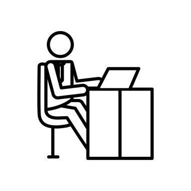 resim sanatçısı ofis masası simgesinde çalışıyor, satır biçimi