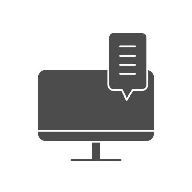 Konuşma baloncuğu simgesi olan bilgisayar, siluet biçimi