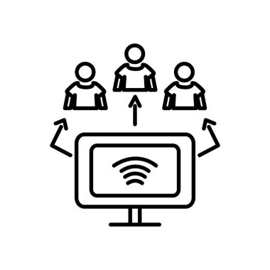 ağ bilgisayarı ve pictogram insan simgesi, satır biçimi