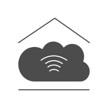 bulut depolama simgesi olan ev, siluet biçimi