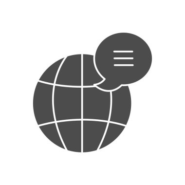 Konuşma baloncuğu simgesi, siluet biçimi olan küresel küre