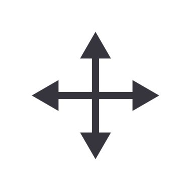 Dört yönlü oklar düz biçim ikon vektör tasarımı