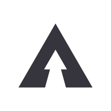 Yukarı üçgen ok veya üstteki düz biçim ikon vektör tasarımı