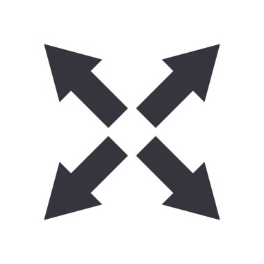 Dört yönlü oklar düz biçim ikon vektör tasarımı