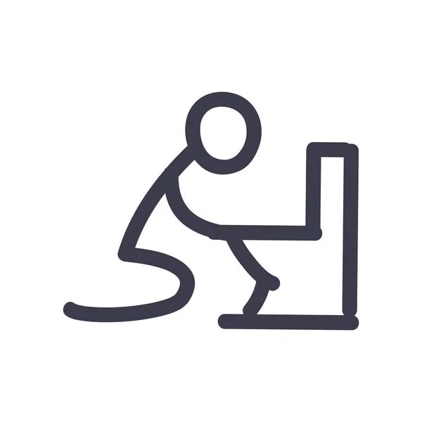 Stickfigure vomissant sur la conception vectorielle d'icône de style de remplissage de toilettes — Image vectorielle