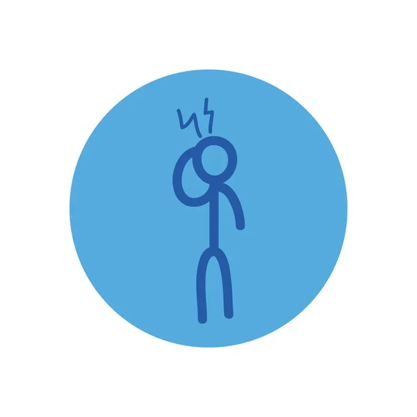 Stickfigure with headache block style icon design — стоковый вектор