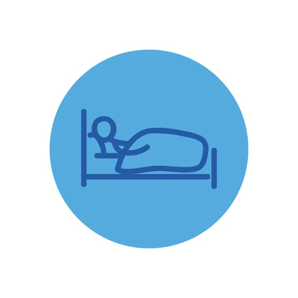 Klistermärke på säng block stil ikon vektor design — Stock vektor