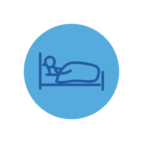 Stickfigure en bloque de cama icono de estilo de diseño de vectores — Archivo Imágenes Vectoriales