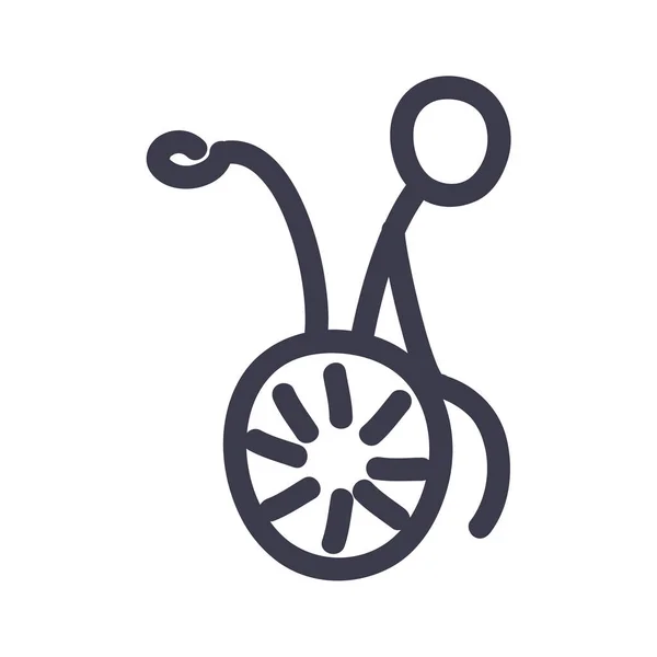 Figura adesiva sul disegno vettoriale icona stile riempimento sedia a rotelle — Vettoriale Stock