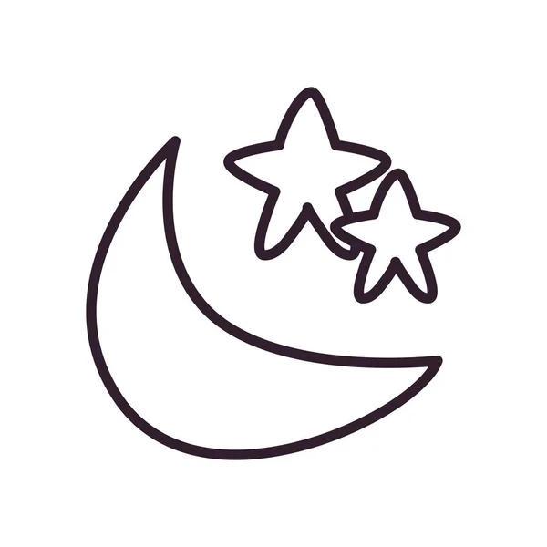Ramadan-Mond mit Stern-Linie-Stil-Icon-Vektor-Design — Stockvektor