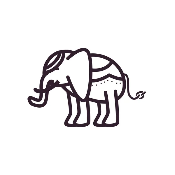 Elefante indio línea estilo icono vector diseño — Archivo Imágenes Vectoriales