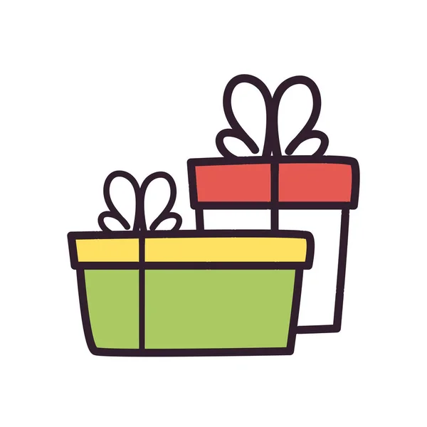 Gifts with bowties fill style icon vector design — Stok Vektör