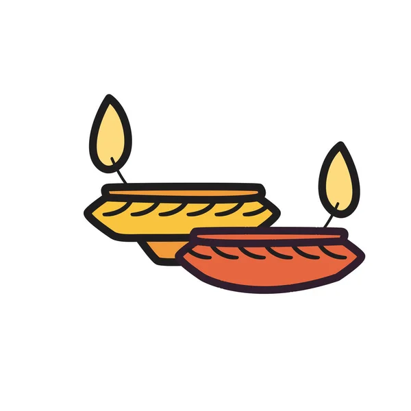 Velas indias diwali relleno estilo icono vector diseño — Archivo Imágenes Vectoriales