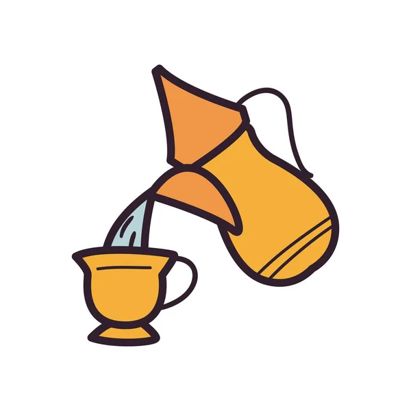 Pot à thé indien et tasse design vectoriel icône de style de remplissage — Image vectorielle
