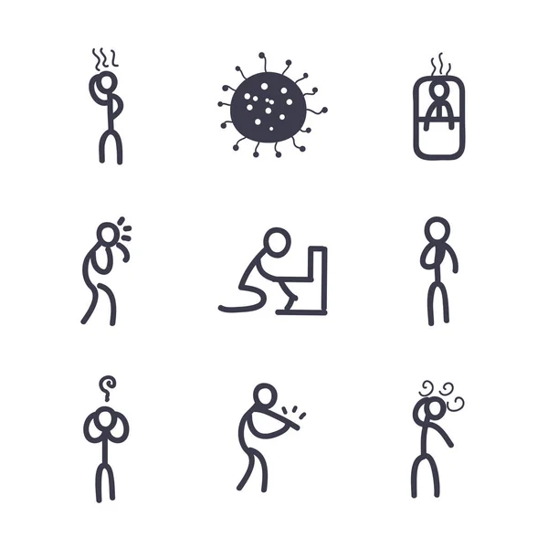 Medische zorg en covid 19 virus vullen stijl pictogram set vector ontwerp — Stockvector