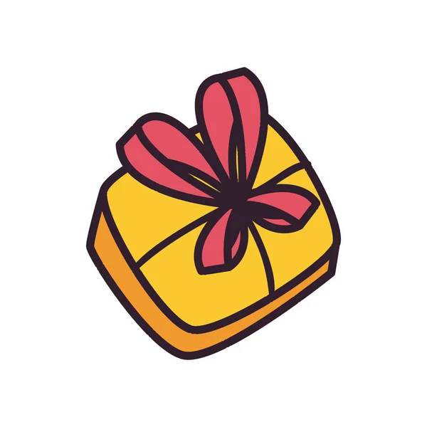 Gift with bowtie fill style icon vector design — Διανυσματικό Αρχείο