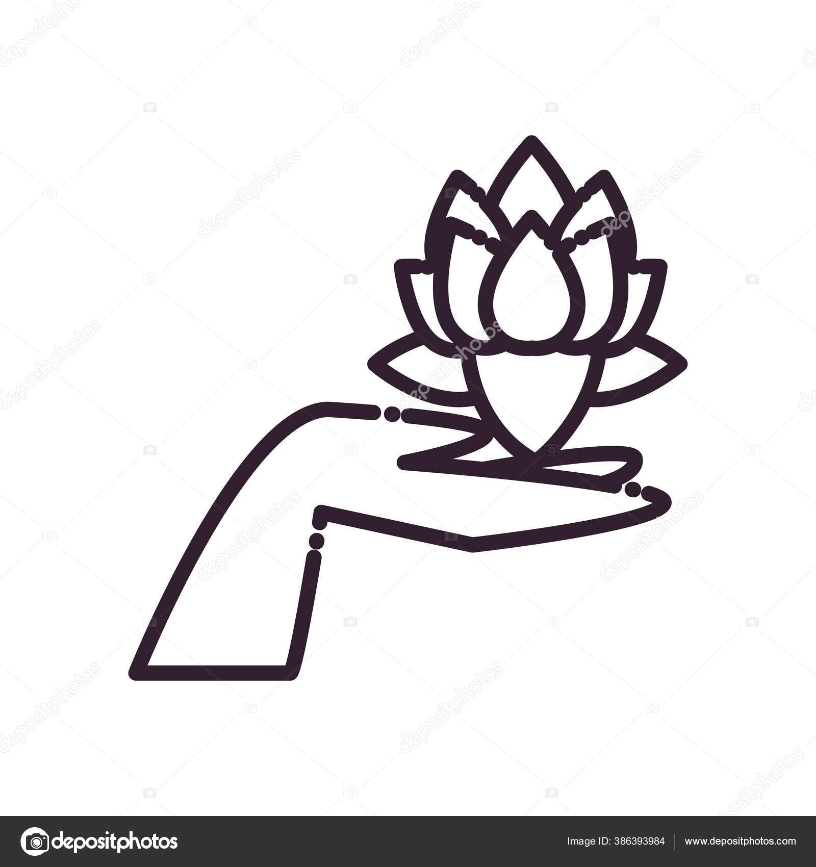 Bunga Teratai Di Atas Desain Vektor Ikon Gaya Tangan Stok Vektor C Vec Stock 386393984