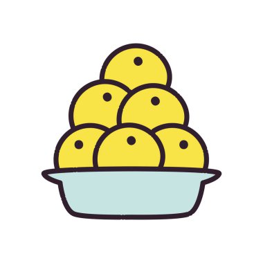 Tabağın içerisindeki portakallar biçim vektör tasarımı