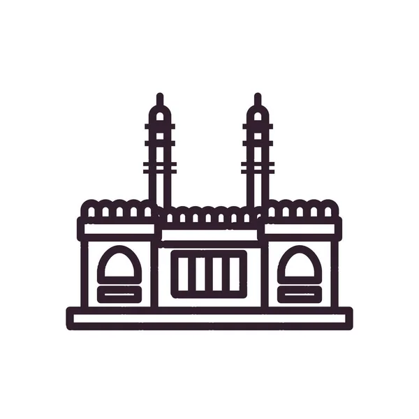 Diseño de vectores de estilo de línea templo indio — Vector de stock