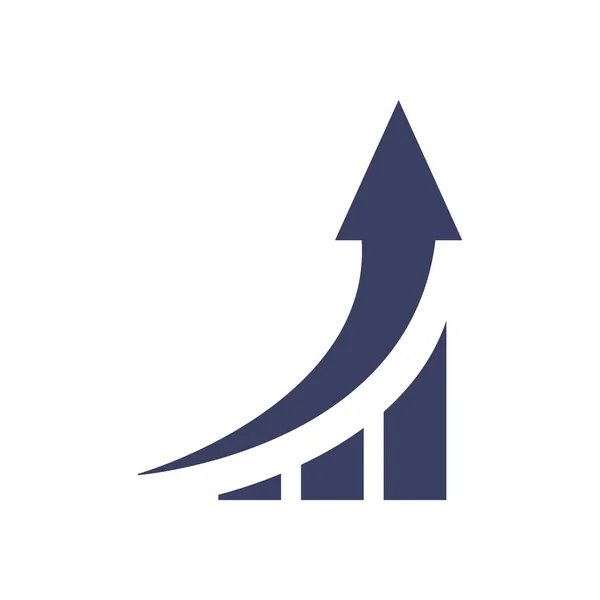 Gráfico de barras com aumento de design de vetor ícone de estilo silhueta seta — Vetor de Stock
