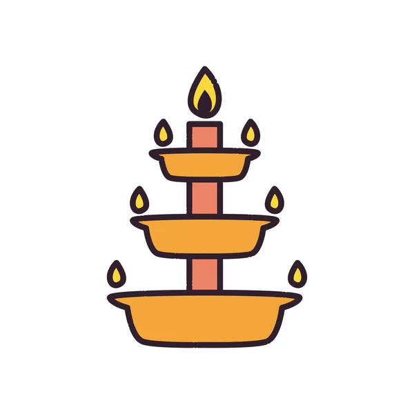 Indiase diwali kaars vullen stijl pictogram vector ontwerp — Stockvector