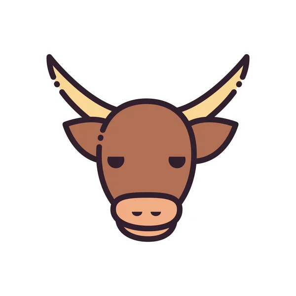 Cabeça de touro bonito desenho animado preenchimento estilo ícone vetor design — Vetor de Stock