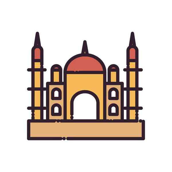 Indio taj mahal templo relleno estilo icono vector diseño — Vector de stock