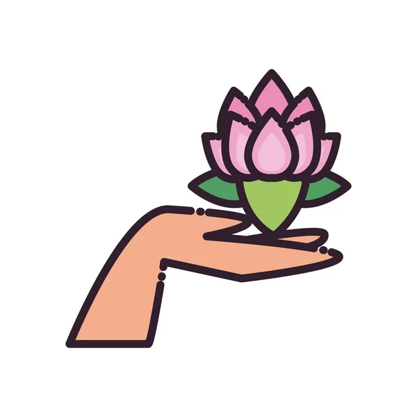 Lotus flower over hand fill style icon vector design — Stock Vector