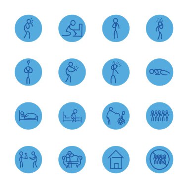 Tıbbi bakım ve covid 19 virüs bloğu biçim ikonu vektör tasarımı