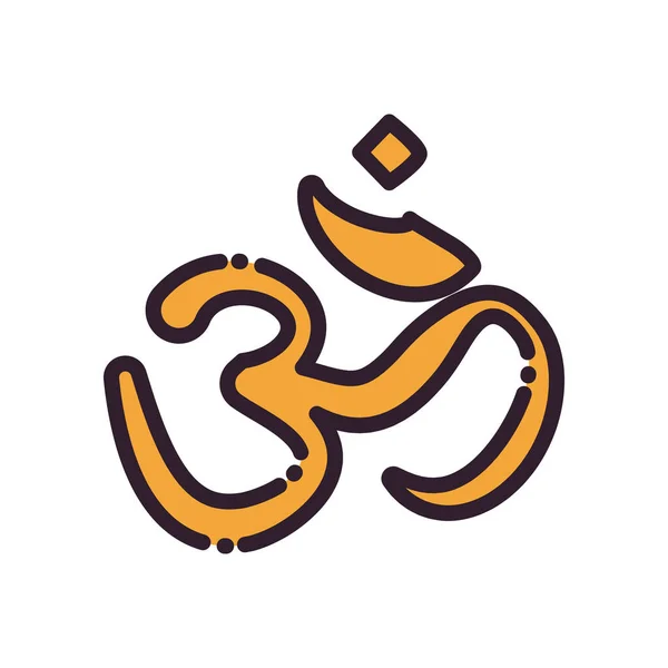 Hinduismo aum carta relleno estilo icono vector diseño — Vector de stock