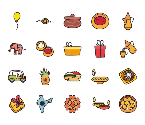 Raksha bandhan fill style icon set vektordesign — Stockvektor