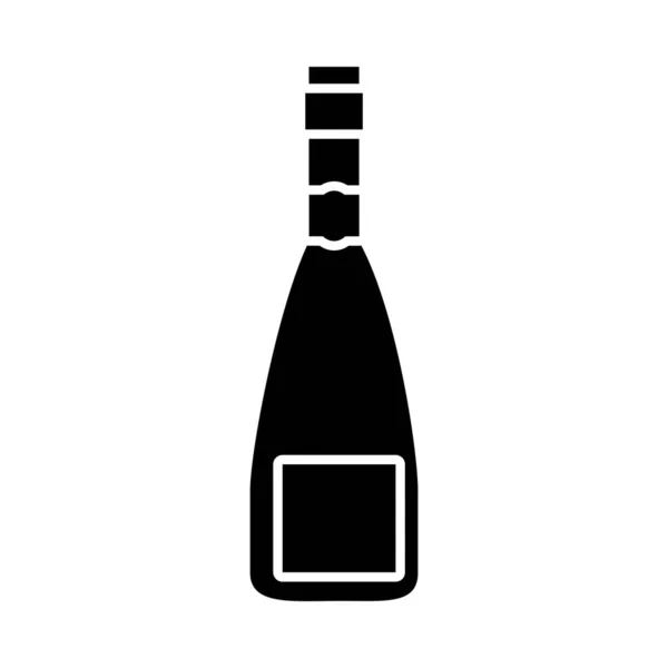 Icono de la botella de champán, estilo silueta — Vector de stock