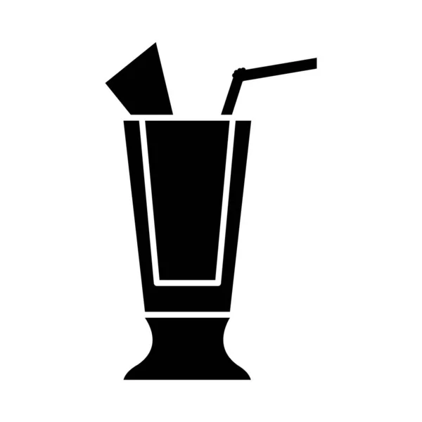 Vetro con icona milkshake, stile silhouette — Vettoriale Stock
