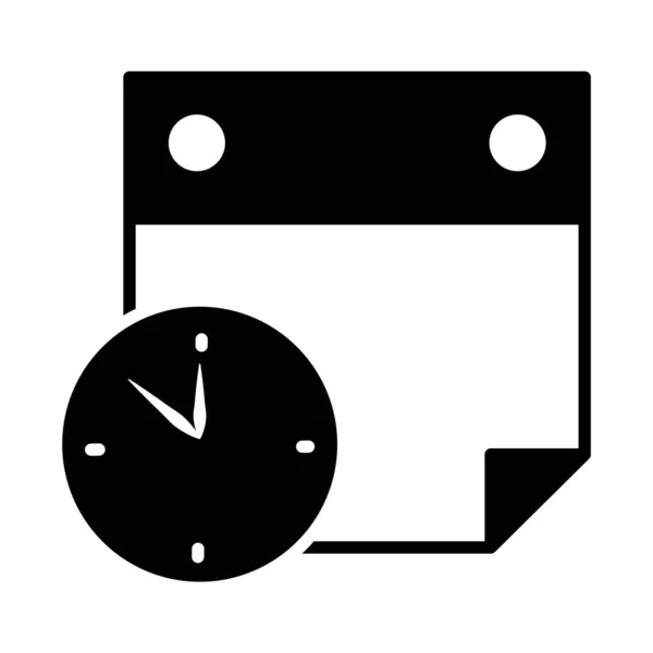 Kalender mit Uhrensymbol, Silhouettenstil — Stockvektor