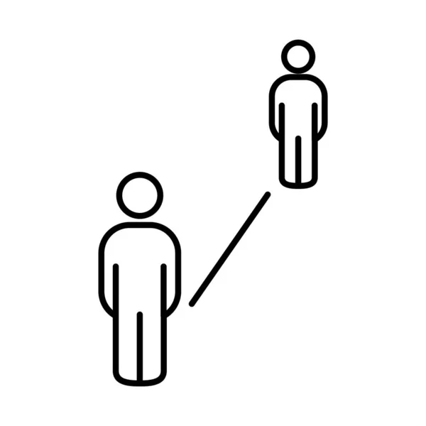 Společenské distancování mezi dvěma osobami, ve stylu linie — Stockový vektor