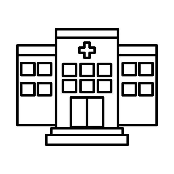 Edificio del hospital icono, estilo de línea — Vector de stock