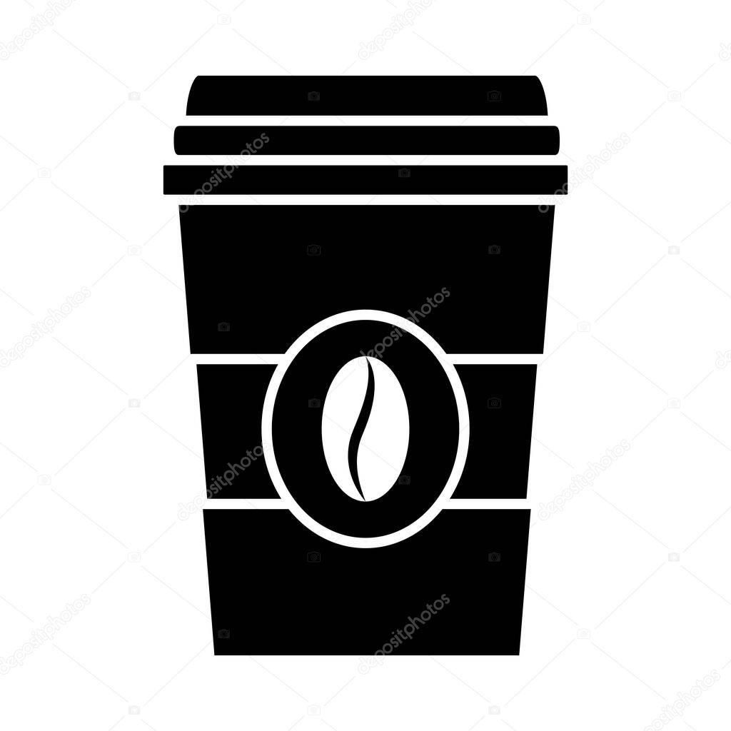 disposable coffee paper cup icon, silhouette style