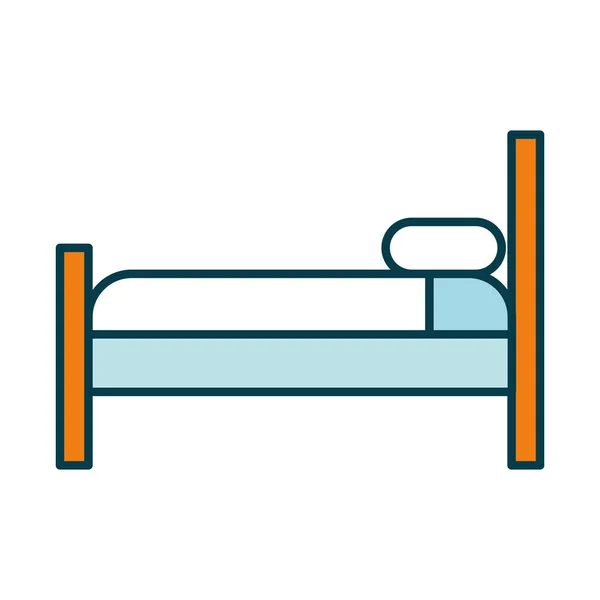 Ícone de cama imagem, linha e estilo de preenchimento — Vetor de Stock