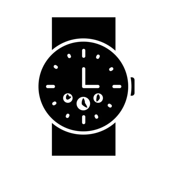 Icône montre à main masculine, style silhouette — Image vectorielle