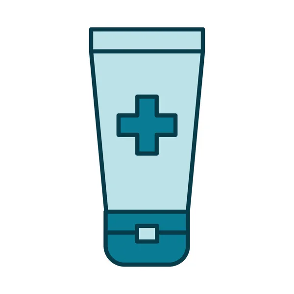 Icône de bouteille de lotion antibactérienne, ligne et style de remplissage — Image vectorielle