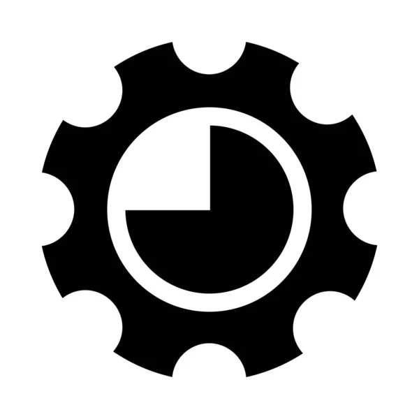 Ozubené kolo s ikonou hodin, silueta styl — Stockový vektor