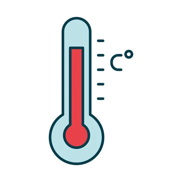 温度温度計のアイコン線と塗りつぶしのスタイル — ストックベクタ