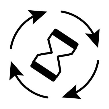 Etrafta kum saati ve oklar, siluet tarzı.