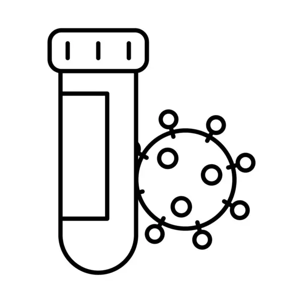 Tubo de teste e ícone de vírus coronavírus, estilo de linha — Vetor de Stock