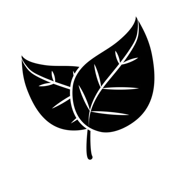 Icono de hojas de café, estilo silueta — Vector de stock