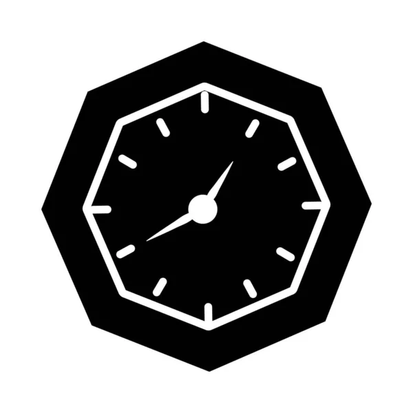 Icône d'horloge hexagonale, style silhouette — Image vectorielle